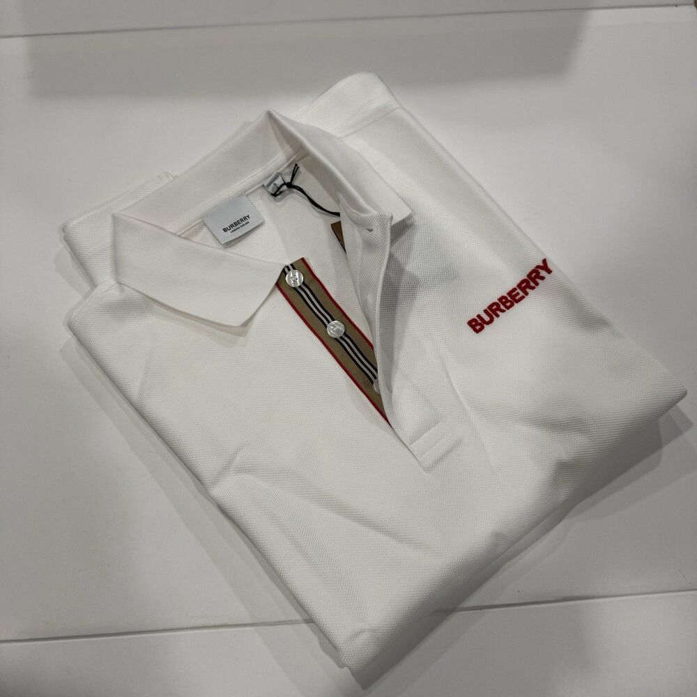 Burberry Hartford White Cotton Polo Shirt Size S New With Tag
